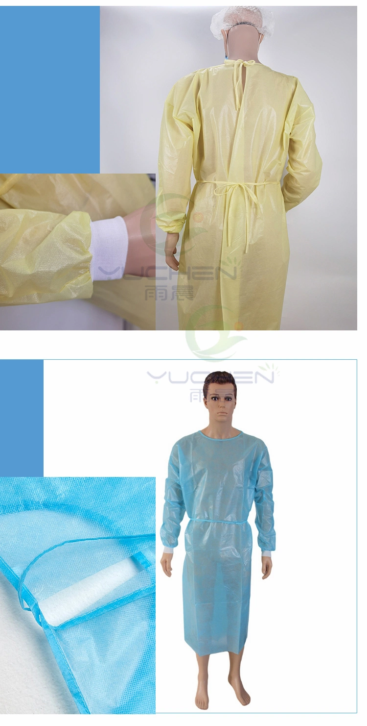 Disposable Clothing Isolation Gowns Elastic and Knitted Cuffs