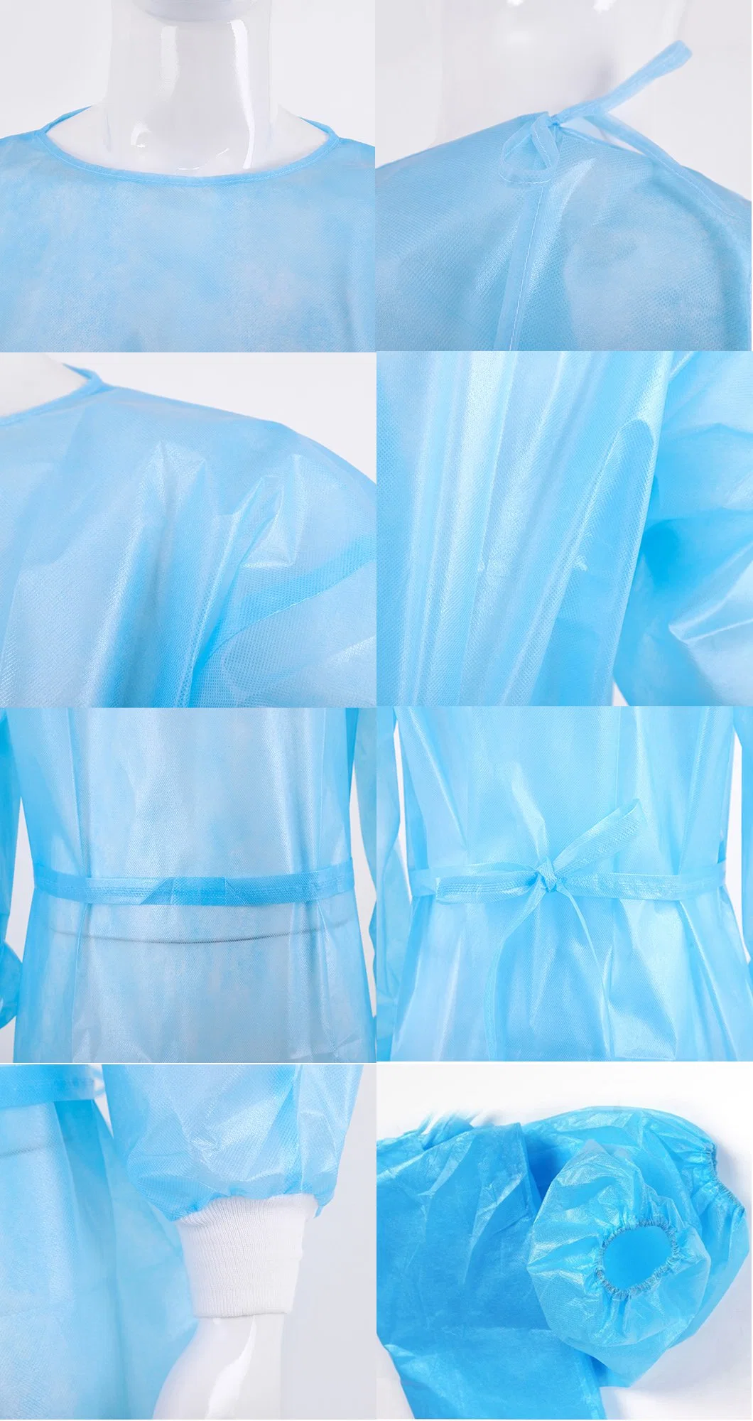 Blue PP+PE Plastic Cheap Disposable Medical Gown